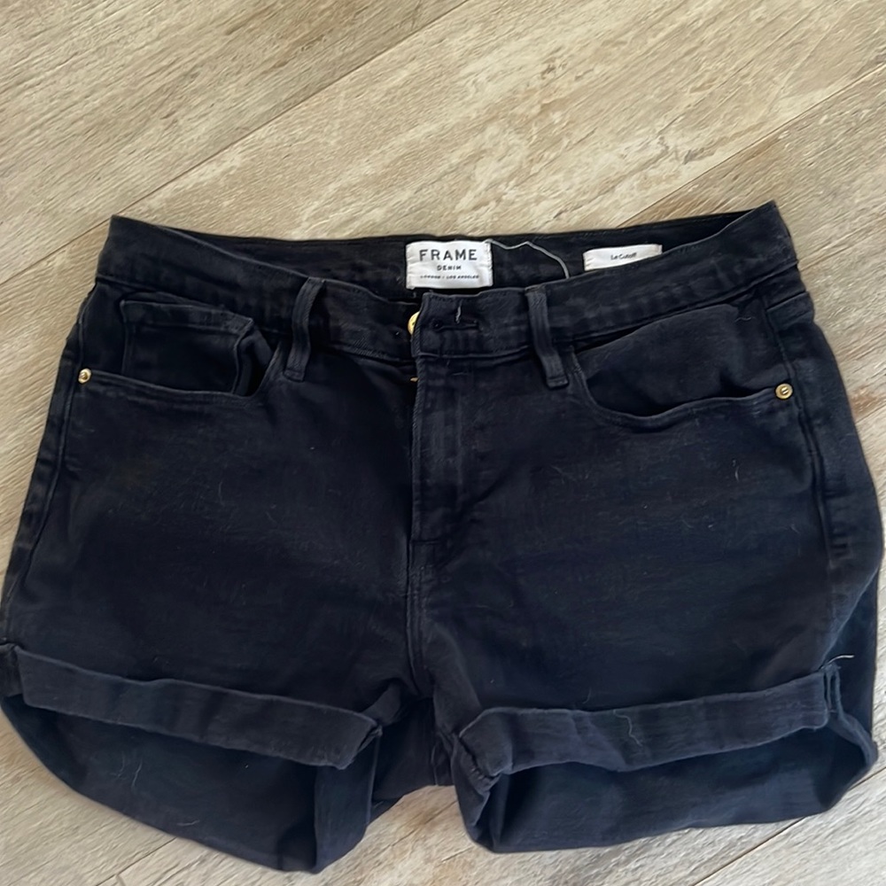 Frame black denim cuffed short  size 28